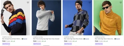 Image of Campus Sutra Men's Sweaters at minimum 63% Discount