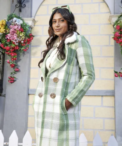 Image of CAMPUS SUTRA Polyester Checkered Coat For Women