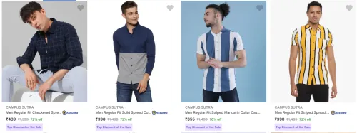 Image of Campus Sutra Shirts at minimum 70% Discount