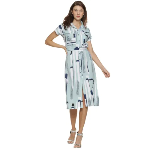 Image of Campus Sutra Women's Polyester Fit and Flare Midi Dress