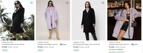 Image of Campus Sutra Womens Coats Minimum 70% Discount
