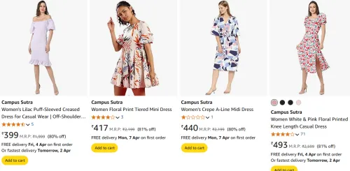 Image of Campus Sutra Women's Dresses Minimum 80% Discount