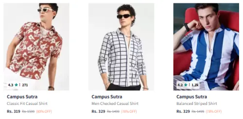Image of Campus Sutra Brand Men's Casual Shirt Up to 80% Discount