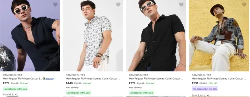 Image of CAMPUS SUTRA Men Regular Casual Shirt Minimum 70% Discount