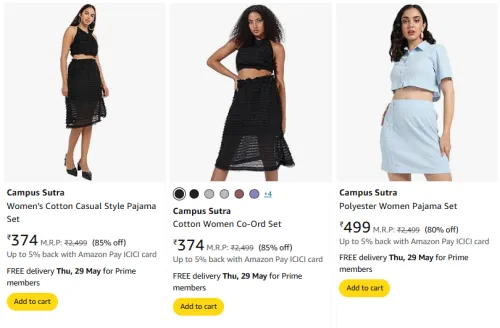 Image of Campus Sutra Women's Co-Ord Set at minimum 70% Discount