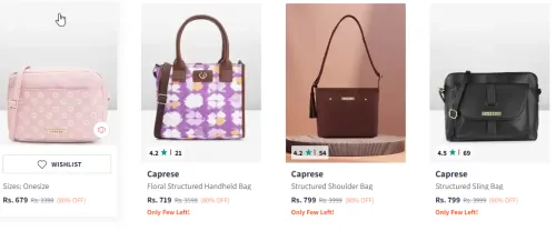Image of Caprese Floral Printed Handheld Bag up to 80% Discount