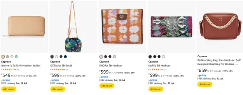 Image of Caprese women's handbags starting @ ₹549