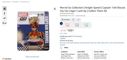 Image of Marvel Go Collection Captain 1:64 Diecast Toy Car 