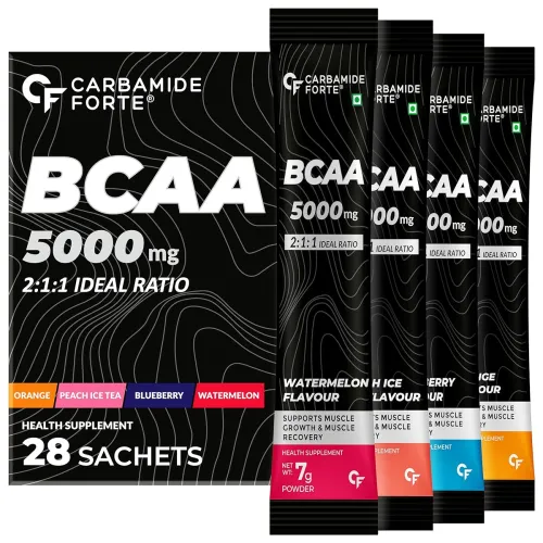 Image of Carbamide Forte BCAA Powder 5000mg 28 Sachets | BCAA Supplements For Women & Men Muscle Growth | BCAA Pre Workout & BCAA