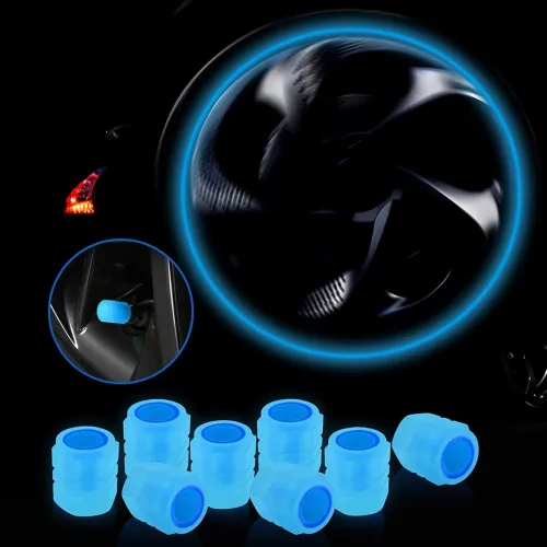 Image of Careflection Luminous Wheels Tire Valve Stem Caps 8 pcs Blue