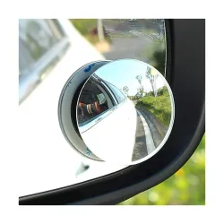 CarFrill HD Glass Frameless Round Mirror Pack2