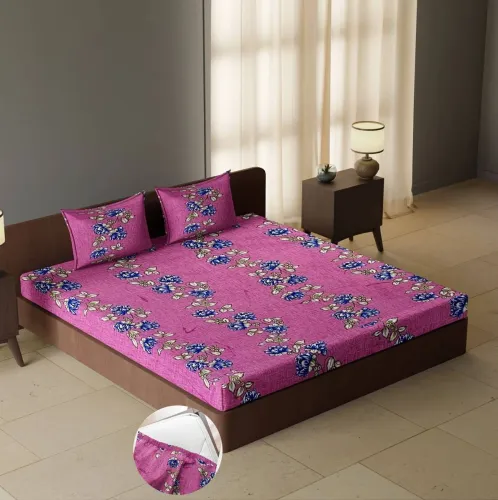 Image of Carlton London 104 TC cotton queen fitted bedsheet