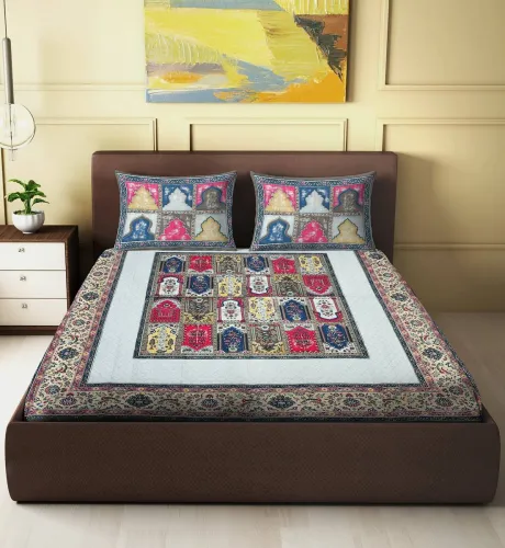 Image of CARLTON LONDON 280 TC Cotton King Printed Flat Bedsheet