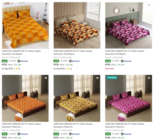 Image of Carlton London Bedsheets with Elastic @ Flat ₹179