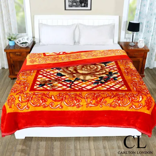 Image of CARLTON LONDON Floral Double Blanket Winter
