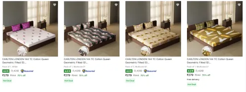 Image of CARLTON LONDON Printed Bedsheets Minimum 70% Discount