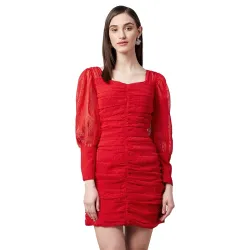 Carlton London Womens Georgette A-Line Above The Knee Casual Dress