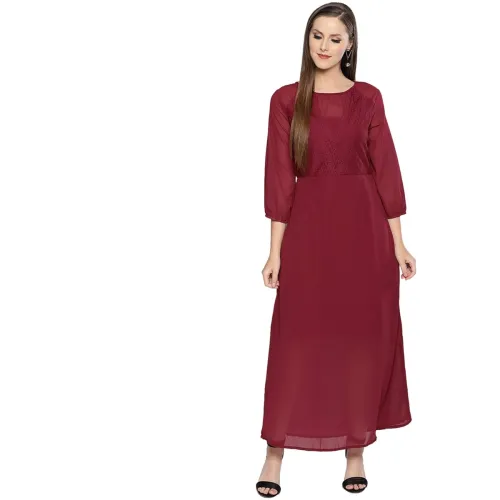 Image of Carlton London Women's Polyester A-Line Maxi Casual Dress