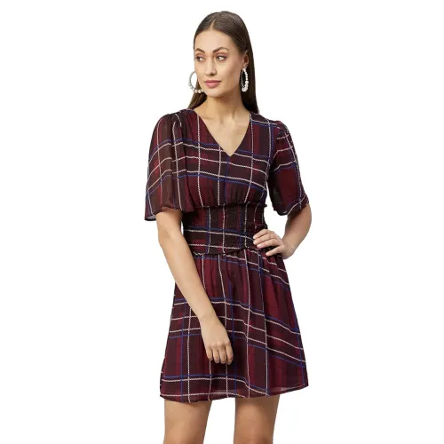 Image of Carlton London Women's Polyester A-Line Mini Casual Dress