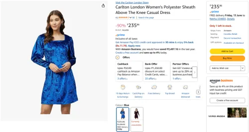 Image of Carlton London Women's Polyester Sheath Casual Dress