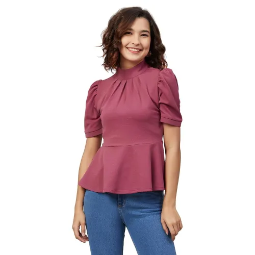 Image of Carlton London Women's Solid Regular Fit Blouse