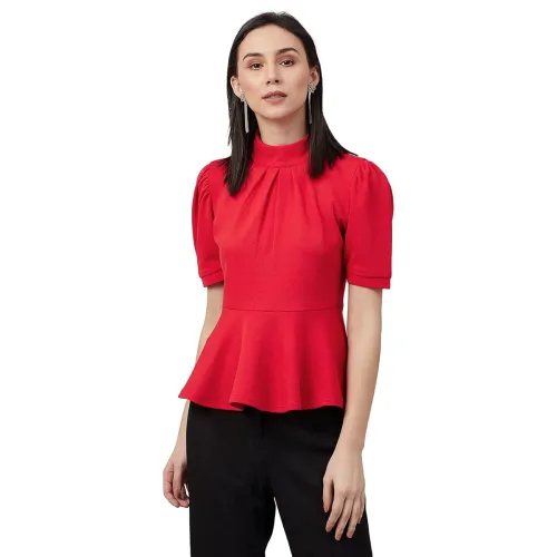 Image of Carlton London Women's Solid Regular Fit Blouse