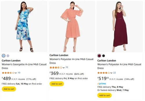 Image of Carlton London Women's Dress at Minimum 70% Discount