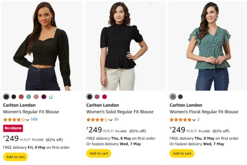 Image of Carlton London Women's Fit Blouse at Minimum 70% Discount