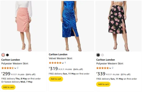 Image of Cartlon London Women's Western Skirt at Minimum 60% Discount