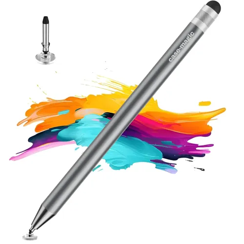 Image of Case-Magic 2-in-1 Universal Stylus Pen (Disc + Fiber Tip, Grey)