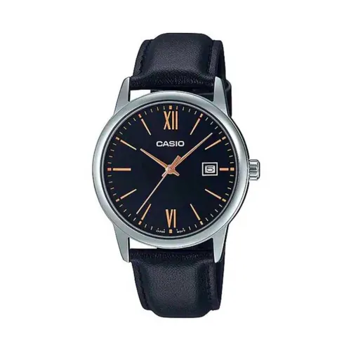 Image of Casio Leather Analog Black Dial Watch (Mtp-V002L-1B3Udf)