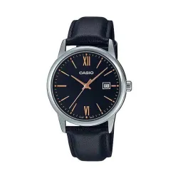 Casio Leather Analog Black Dial Watch (Mtp-V002L-1B3Udf)