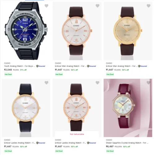 Image of Casio Wrist Watches Minimum at 50% Discount