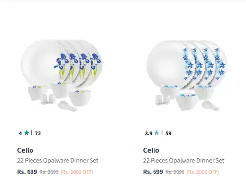 Image of Cello 22 Pieces Opalware Dinner Set starting @ ₹699