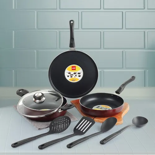 Image of CELLO Aluminium Prima Pro Non-Stick Cookware Set, 7 Pieces, Cherry