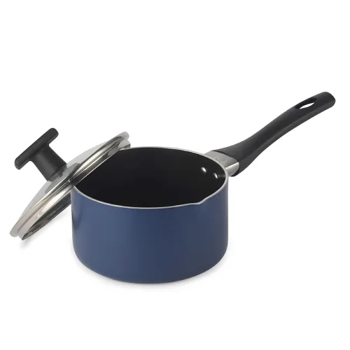 Image of Cello Black Platina Sauce Pan with Glass Lid 5 Year Warranty