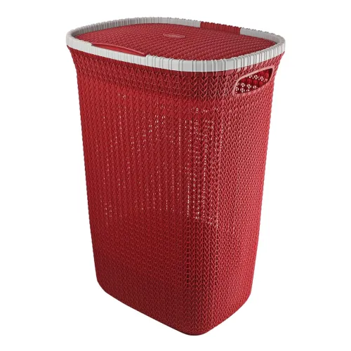Image of Cello Creta Laundry Bag / Basket with lid, Maroon, 50 Ltrs