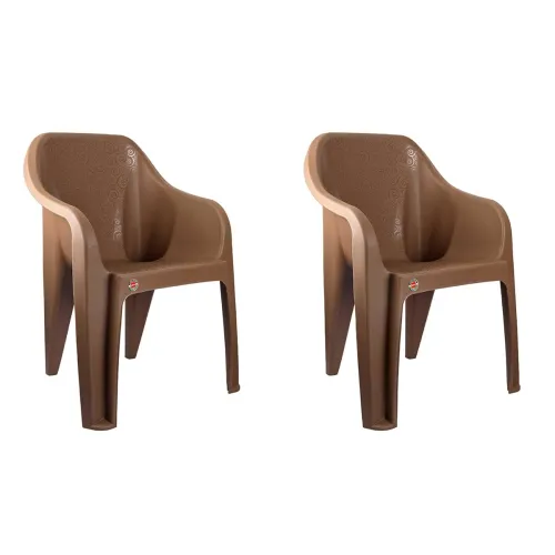 Image of Cello Dynamo Without Cushion Chair (Plastic,Brown,2 Pieces)