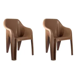 Cello Dynamo Without Cushion Chair (Plastic,Brown,2 Pieces)