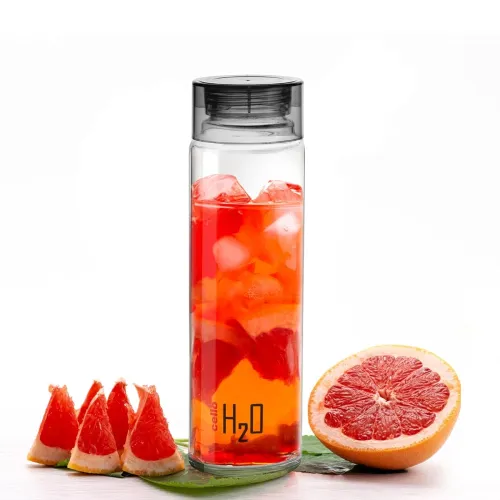 Image of CELLO H2O Glass Fridge Water Bottle with Plastic Cap