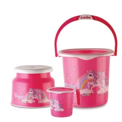Cello Kidzbee Unicorn Splash Bathroom Set | Sturdy and Durable | | Pink, Set of 3