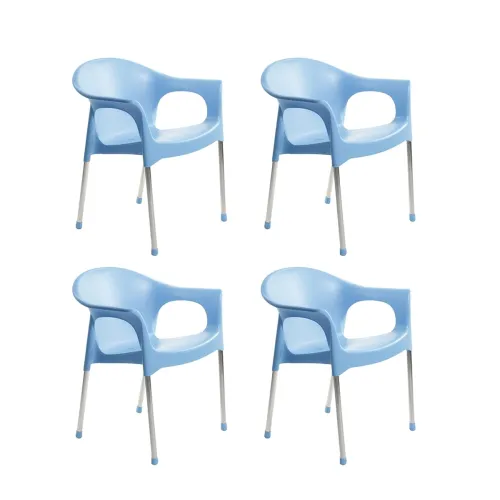 Image of Cello Metallo Cafeteria Set of 4 Chairs (Blue)