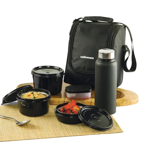 Image of CELLO MF All in One Lunch Box Set of 5 with Bag, Black