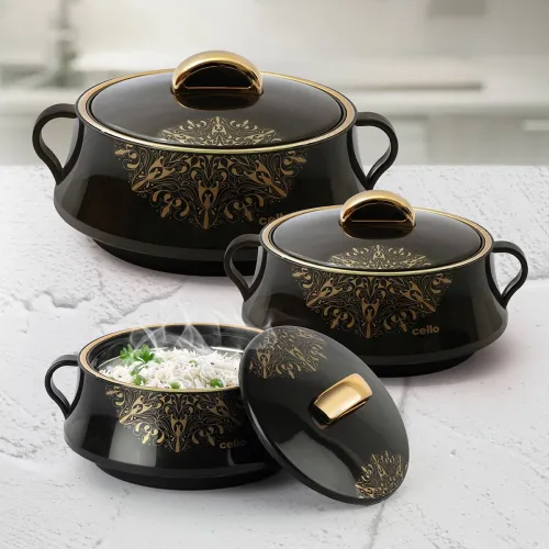 Image of Cello Midas Thermoware Casserole Set 3-piece 500ml 1000ml 1500ml