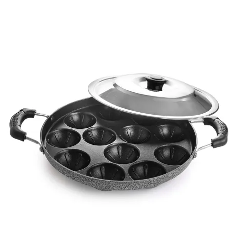 Image of CELLO Non-Stick 12 Cavity Grill Appam Patra 2 Side Handle