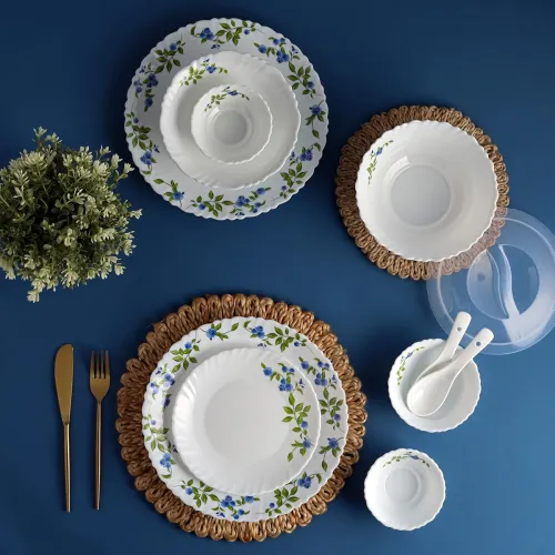 Image of Cello Opalware Dazzle Series Moon Rose 35 Piece Dinner Set