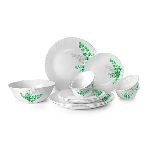 Image of Cello Opalware Aqua Leaves Dinner Set of 13