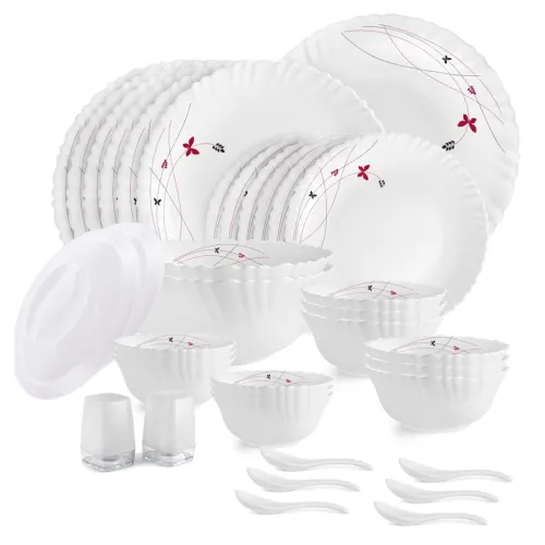 Image of Cello Opalware Dazzle Lush Fiesta Dinner Set, 37 Units,