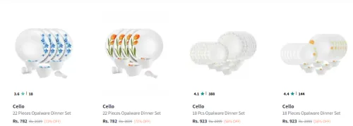 Image of Cello Opalware Dinner Set at Minimum 55%-71% Discount 