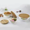 CELLO Opalware Royale Mixing Bowl Set with Bamboo Lid - 3 Units (500ml, 1000ml, 1500ml)